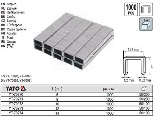 Yato heftklammern 14mm 1000 - yato, 6-14mm